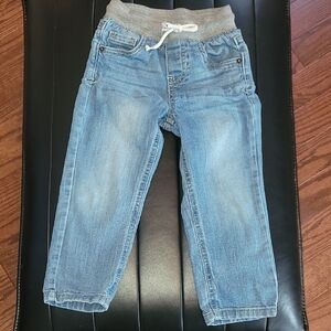 Comfy Blue Kids Jeans with Gray Waistband